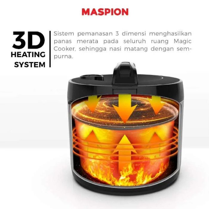 Maspion Rice Cooker 3 in 1 Stainles Steel Silver 1,8 L - MRJ1856BSSN | MRJ1856 BSSN